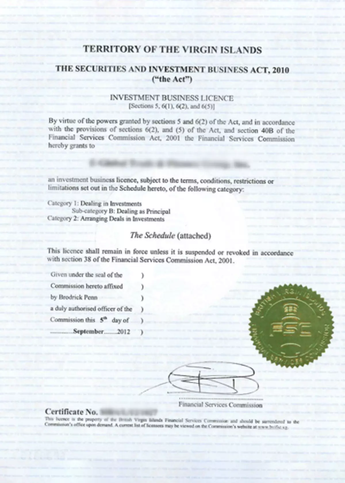 Sec certificate